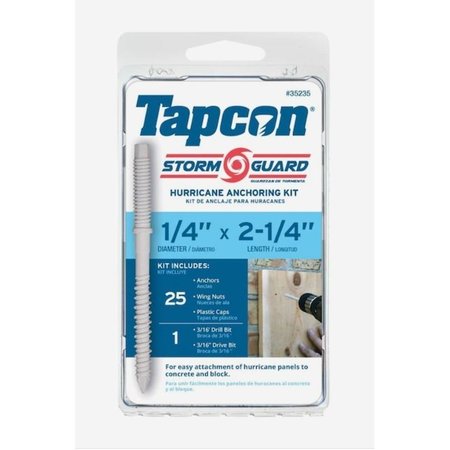 Tapcon Tapcon Concrete Screw, 1/4" Dia., Hex, 2-1/4 in. L, Steel 25 PK 35235